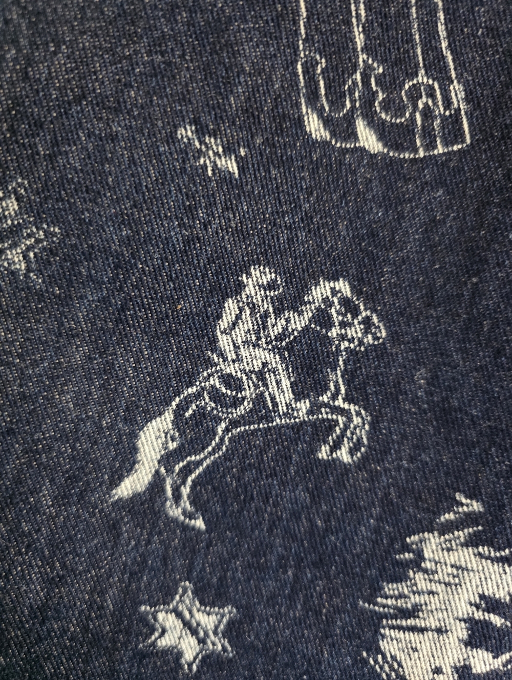 Calu 1850 Western Print Dark Blue Denim Wide Leg Jeans - Picture 5 of 17